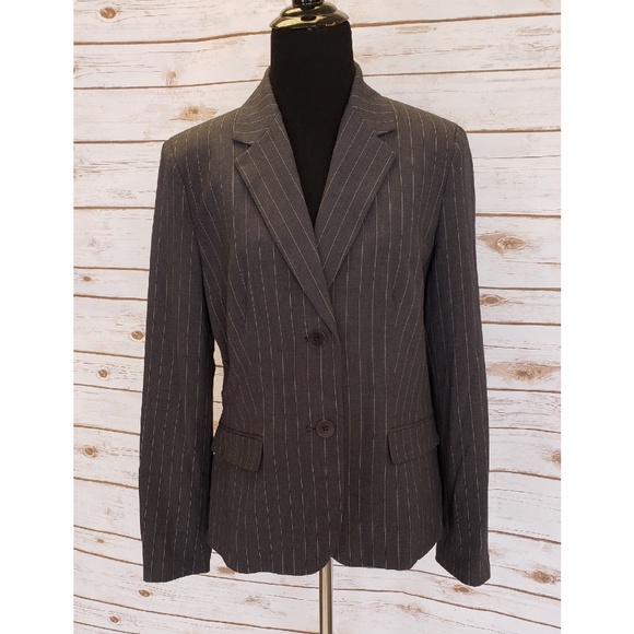 Nine West Jackets & Blazers - NWT- NINE WEST Gray Striped Stretch Blazer Size 10